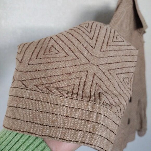 Women’s Suede Jackets Women’s Size 14 Geometric Tan Brown Button Up Formal - Picture 12 of 12